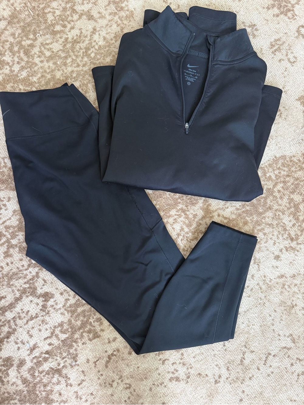 Nike Black Zip Pullover and Black Leggings Set
